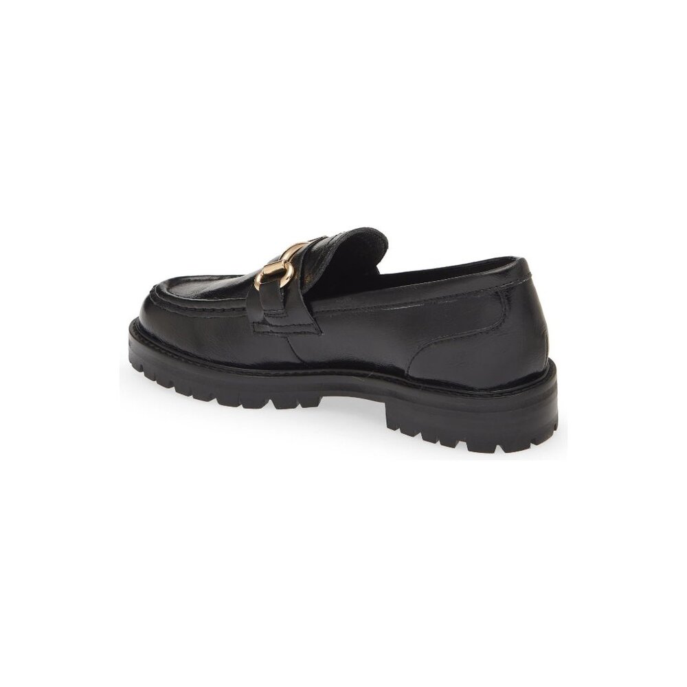 ๐ STEVE MADDEN Mistor Loafer Shoe Gold Chain Black 9 - Picture 2 of 13